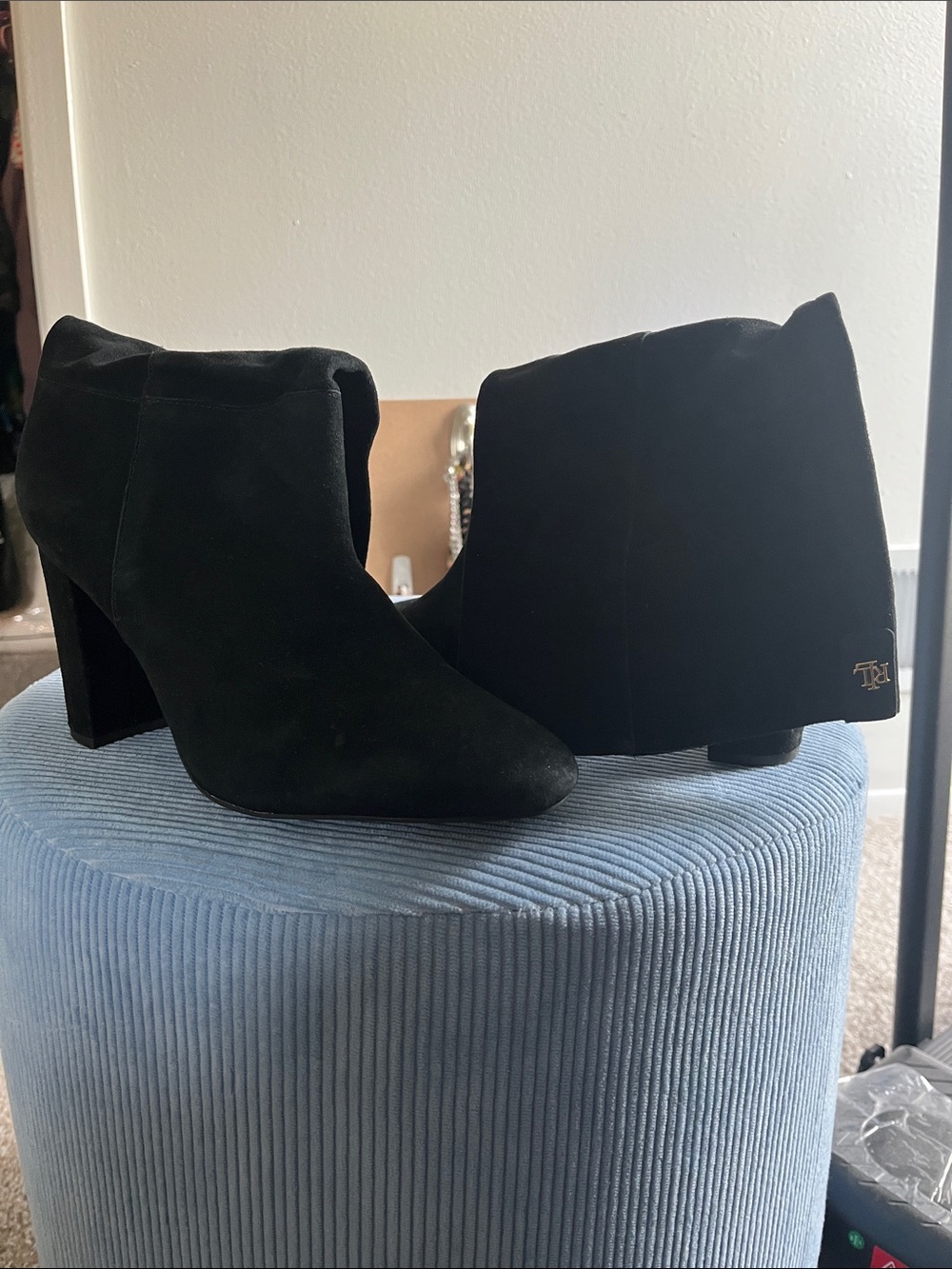 LAUREN RALPH LAUREN Black Suede Ankle Booties - Women's Dress Heels